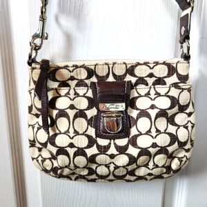 Coach Brown and Cream Signature Bag